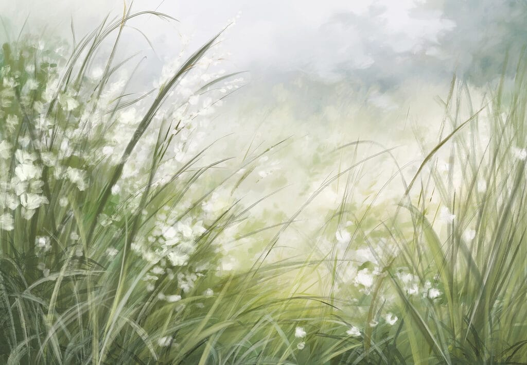 Schilderij van een grasveld Schilderij van een grasveld