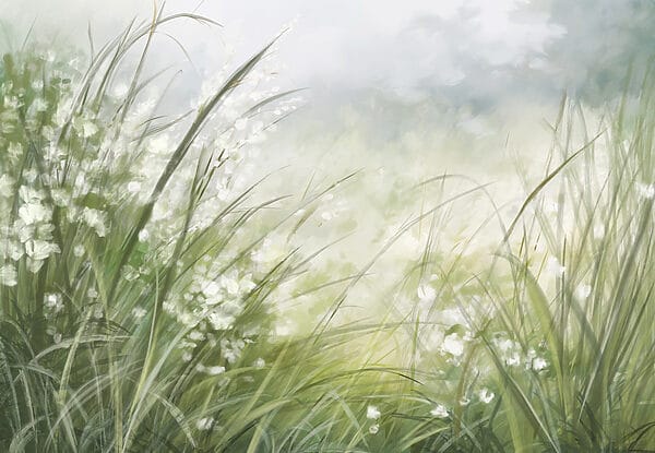 Schilderij van een grasveld Schilderij van een grasveld