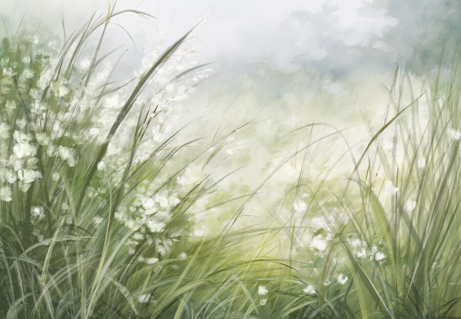 Schilderij van een grasveld