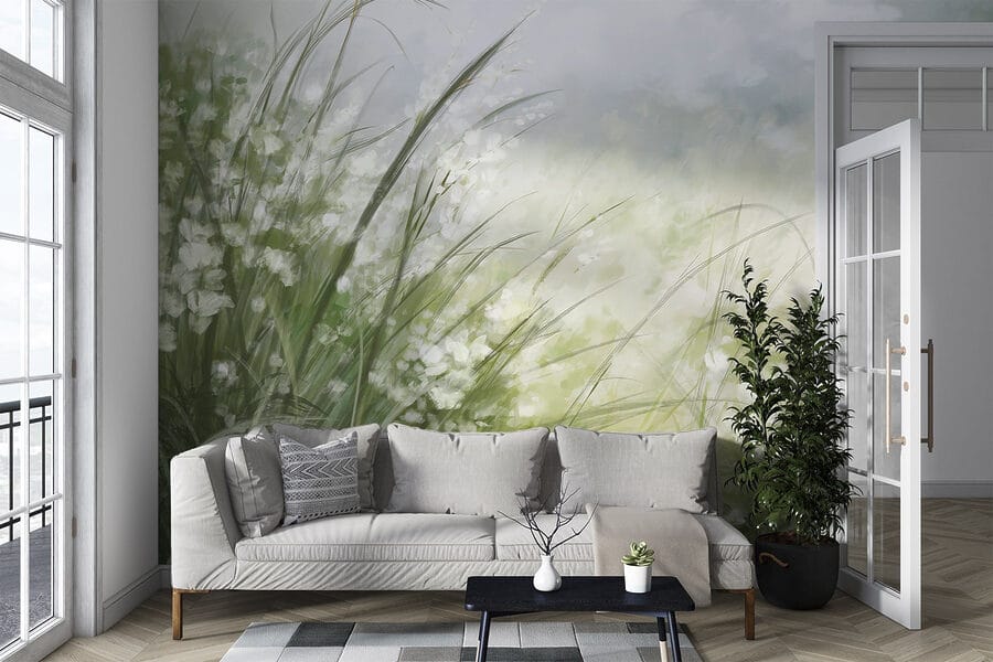 Schilderij van een grasveld