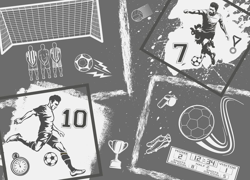 Voetbalactie in monochrome stijl Voetbalactie in monochrome stijl
