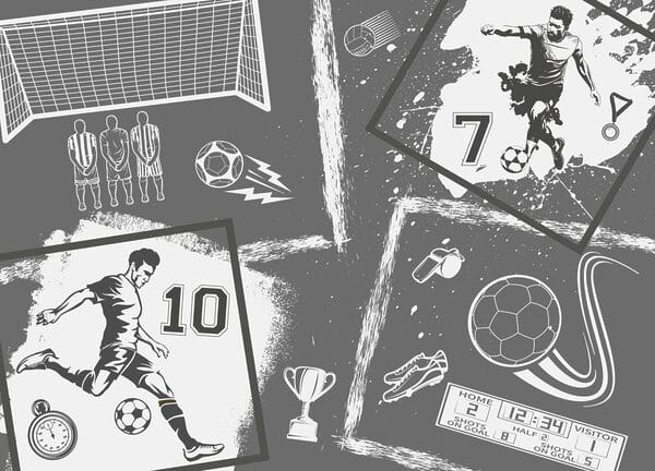 Voetbalactie in monochrome stijl Voetbalactie in monochrome stijl