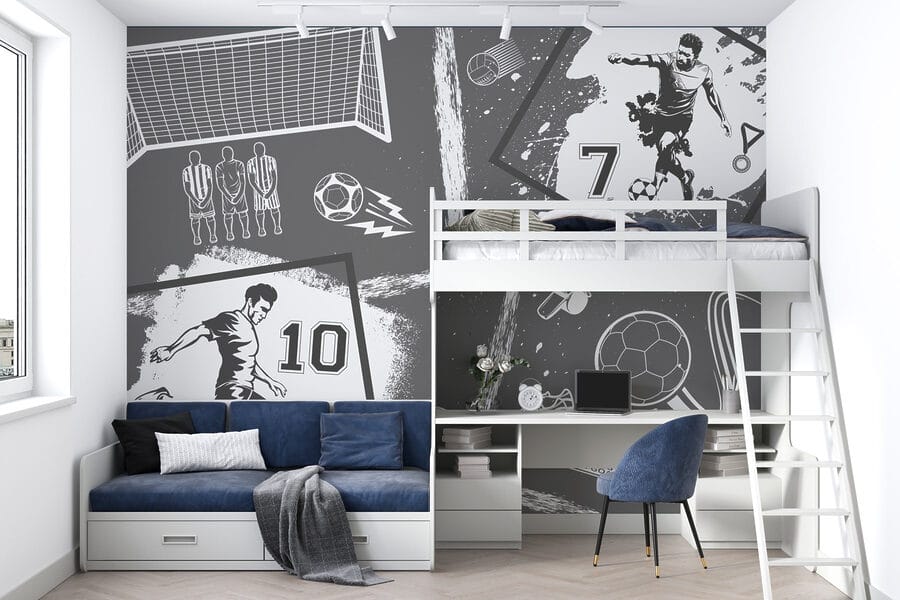 Voetbalactie in monochrome stijl