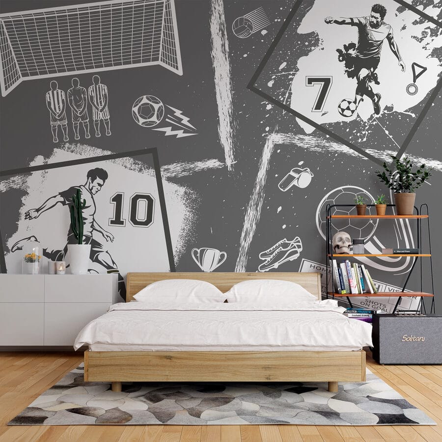 Voetbalactie in monochrome stijl