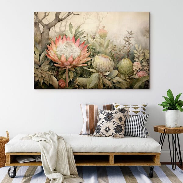 Schilderij van bloemen en bladeren Schilderij van bloemen en bladeren