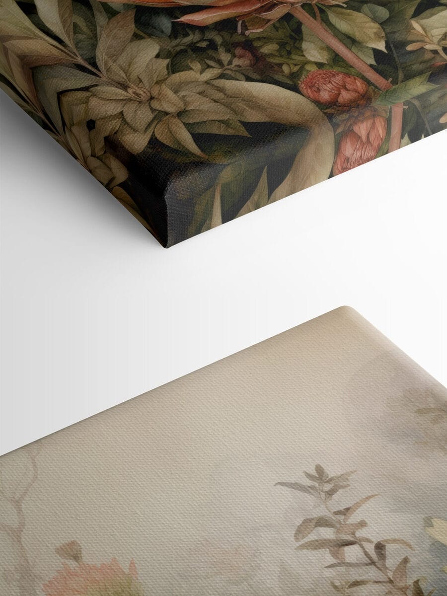 Schilderij van bloemen en bladeren Schilderij van bloemen en bladeren