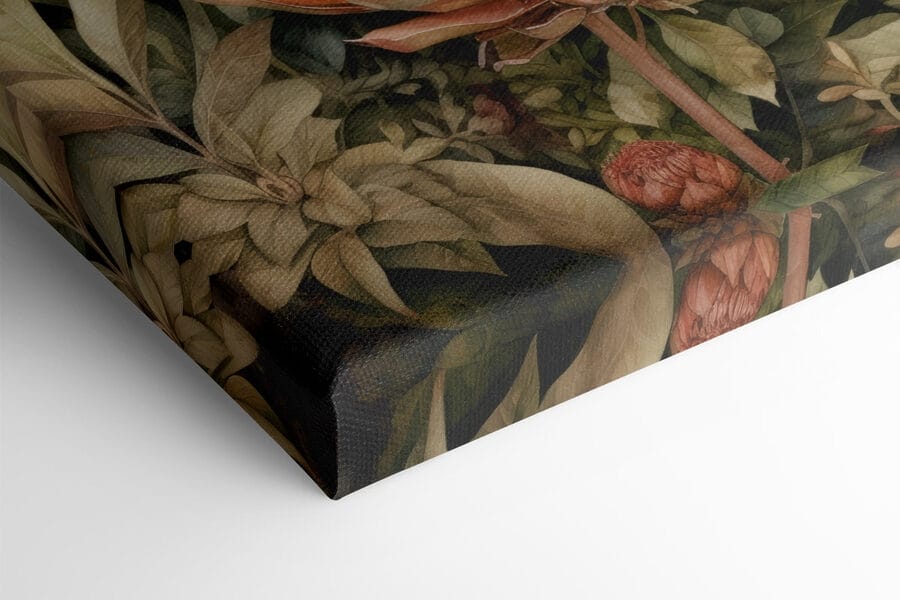 Schilderij van bloemen en bladeren Schilderij van bloemen en bladeren