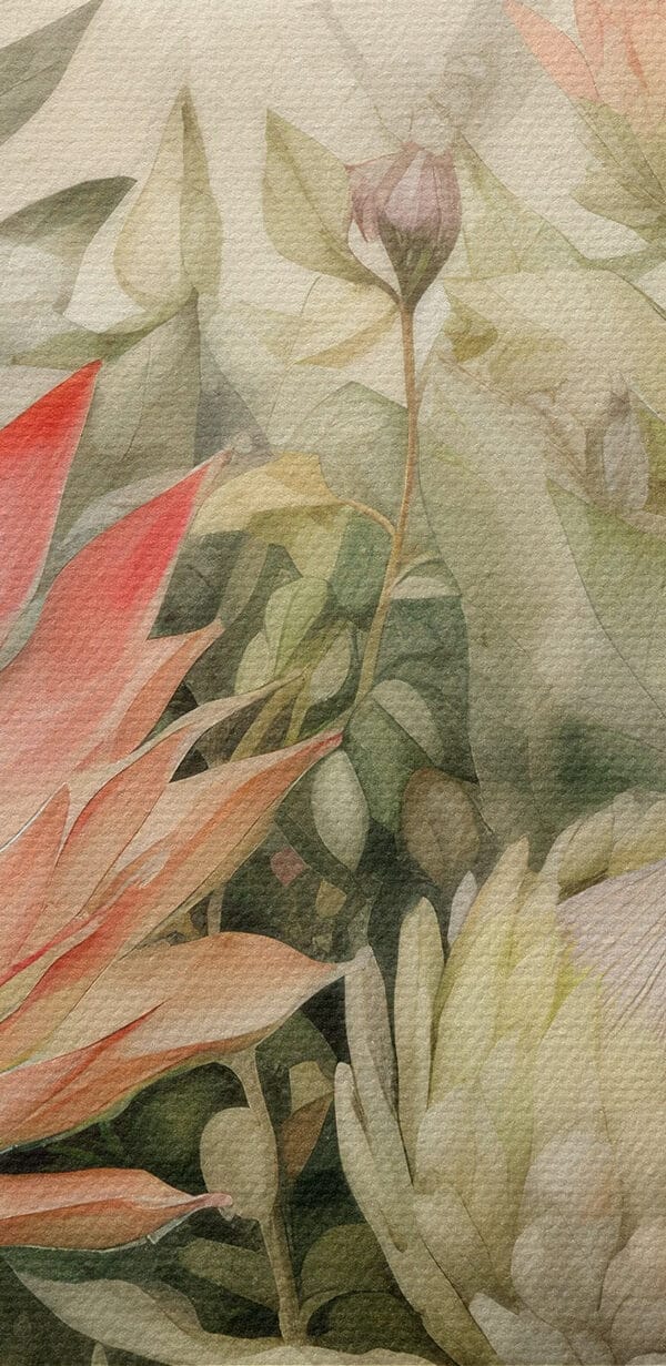 Schilderij van bloemen en bladeren Schilderij van bloemen en bladeren