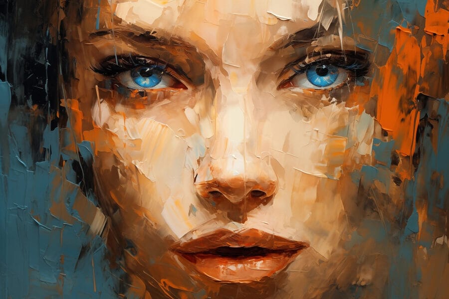 Schilderij van een vrouw’s gezicht Schilderij van een vrouw’s gezicht