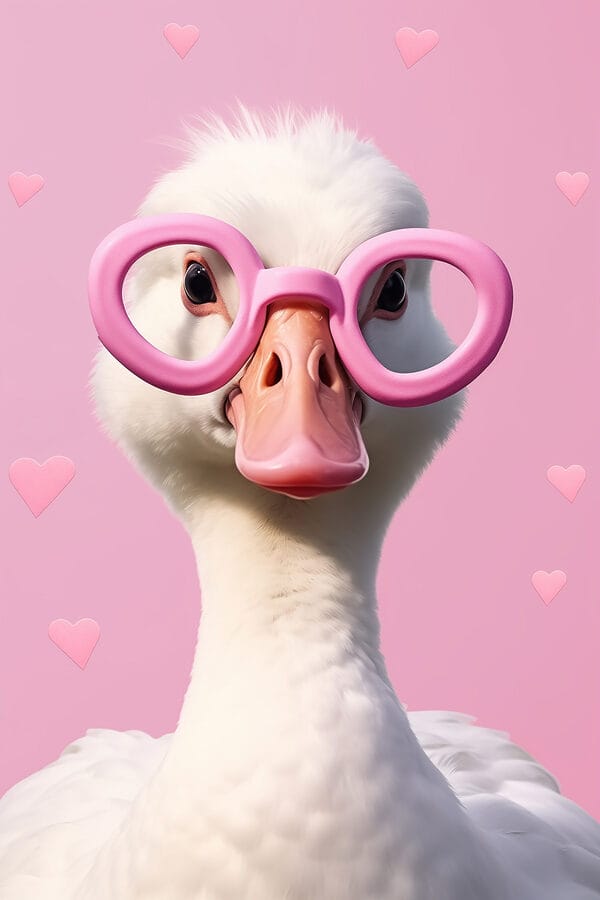 Eend met roze bril Eend met roze bril