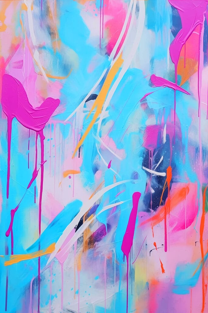 Painting of pink and blue paint Painting of pink and blue paint
