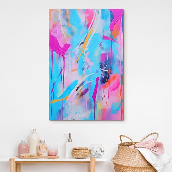 Schilderen met roze en blauwe verf Schilderen met roze en blauwe verf