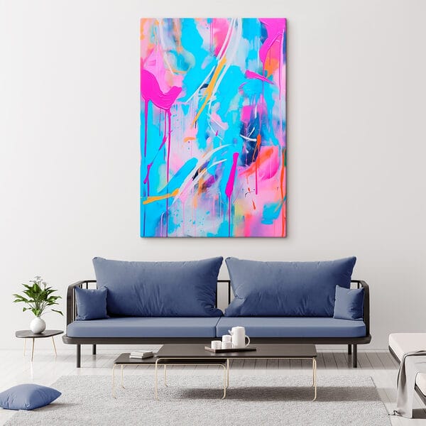 Schilderen met roze en blauwe verf Schilderen met roze en blauwe verf