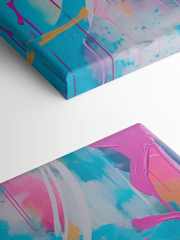 Schilderen met roze en blauwe verf Schilderen met roze en blauwe verf