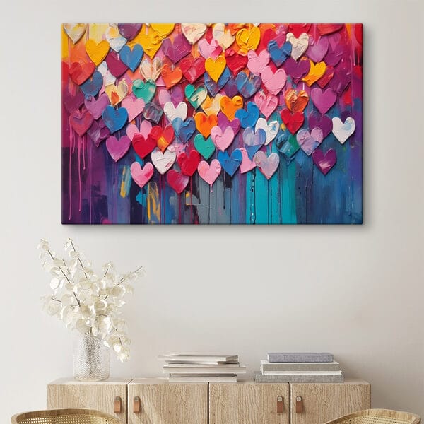 Schilderij van vele harten Schilderij van vele harten