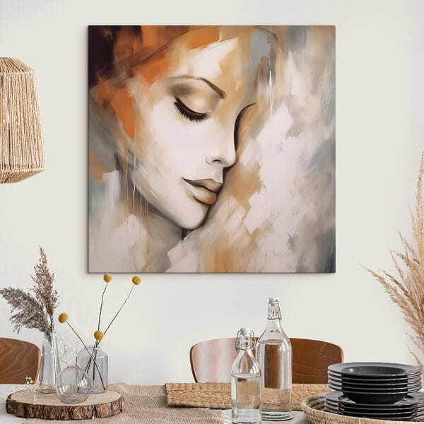 Schilderij van een vrouw’s gezicht Canvas Schilderijen Schilderij van een vrouw’s gezicht