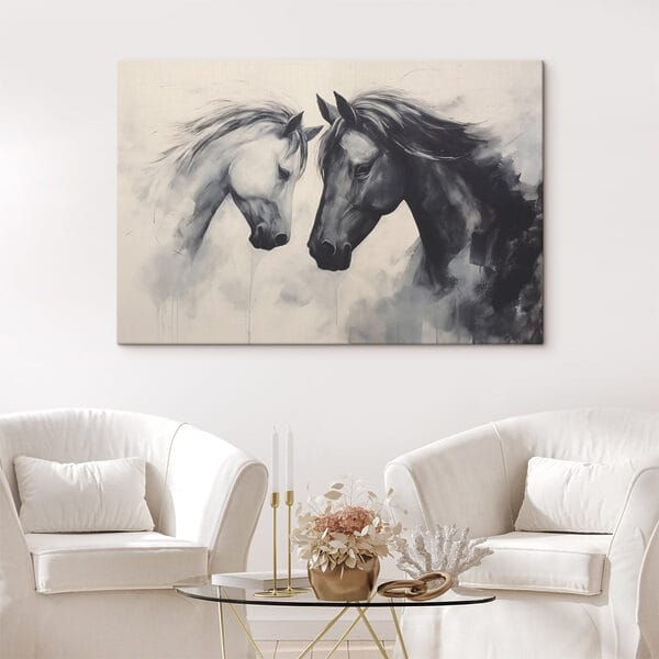 Schilderij van twee paarden Schilderij van twee paarden