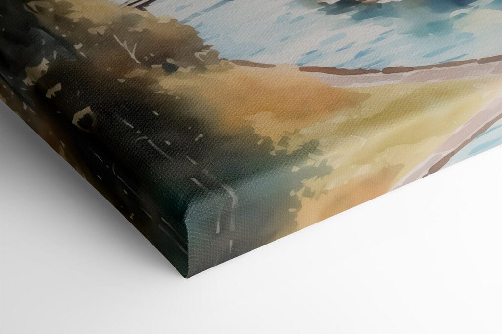 Watercolor painting of a village in the mountains Watercolor painting of a village in the mountains