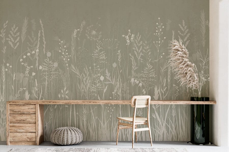 Veld met gras en bloemen