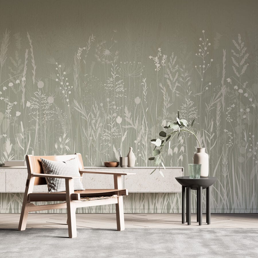 Veld met gras en bloemen