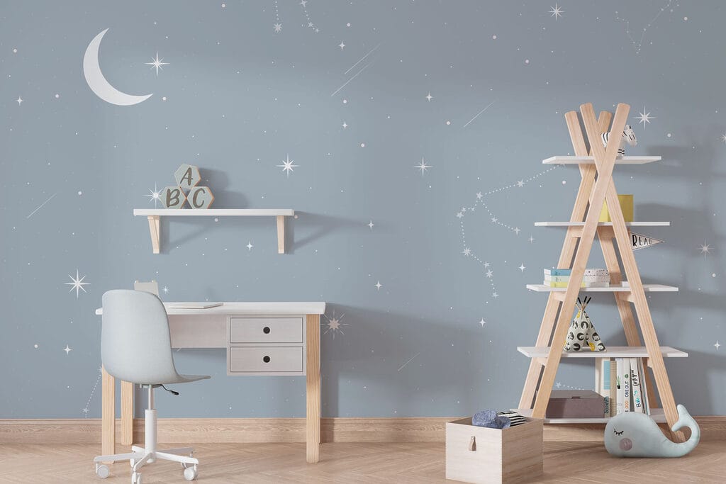 Moon and stars in the sky