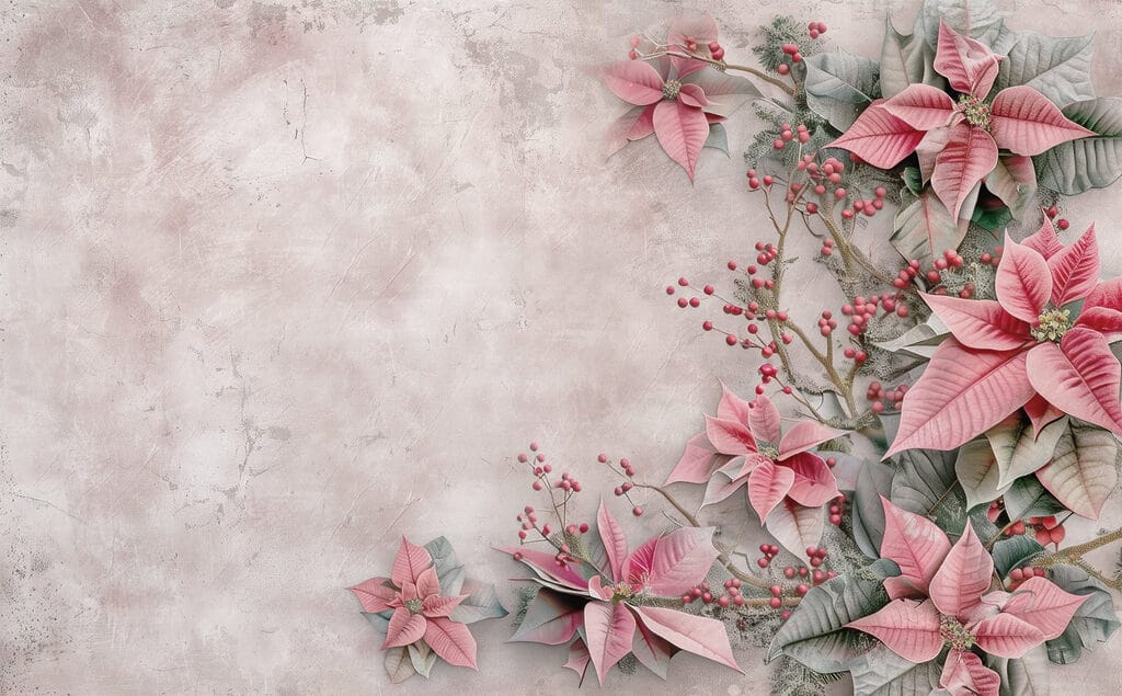 Roze bloemen en bessen op een wit oppervlak Roze bloemen en bessen op een wit oppervlak