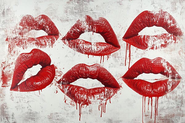Groep rode lippen met druipend bloed Groep rode lippen met druipend bloed