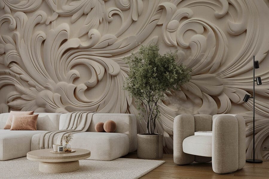 Witte muur met ingewikkelde ontwerpen