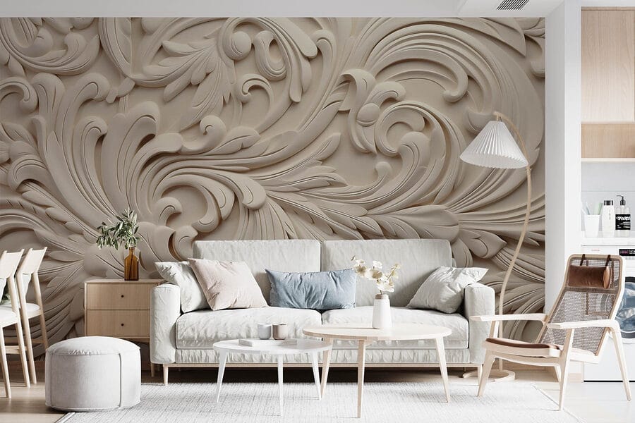 Witte muur met ingewikkelde ontwerpen