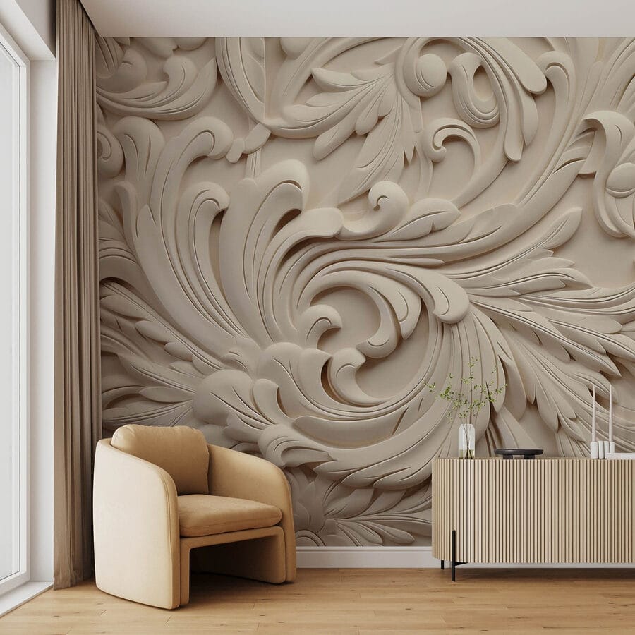 Witte muur met ingewikkelde ontwerpen