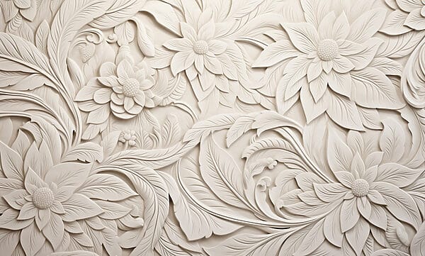Witte muur met bloemen en bladeren Witte muur met bloemen en bladeren