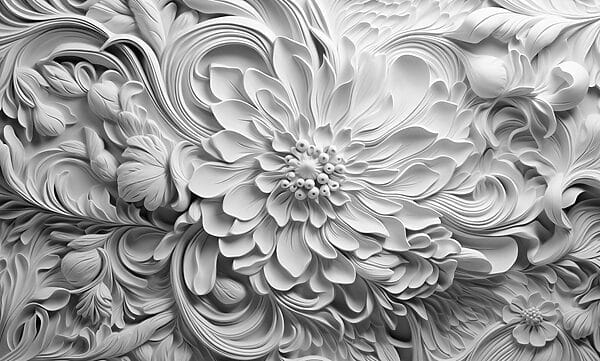Witte bloem met bladeren Witte bloem met bladeren