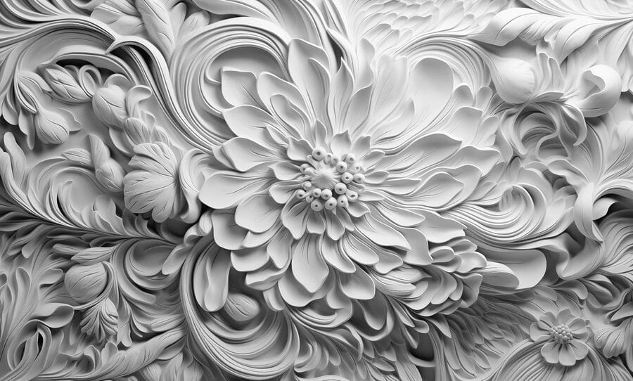 Witte bloem met bladeren Witte bloem met bladeren