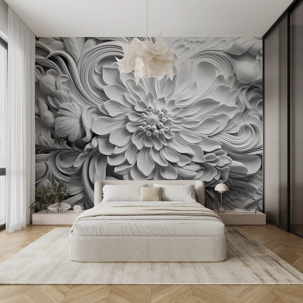 White flower with leaves