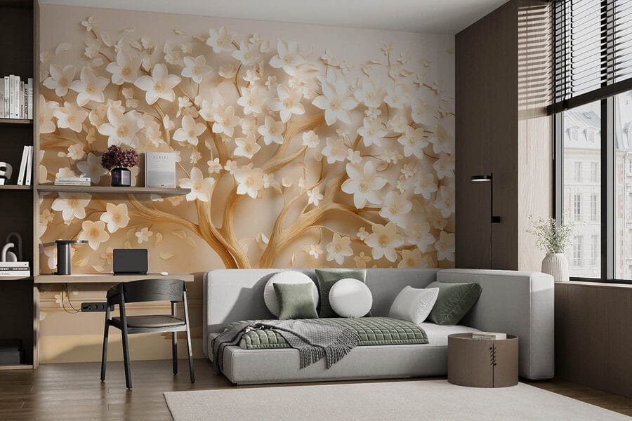 Boom met bloemen erop Boom met bloemen erop