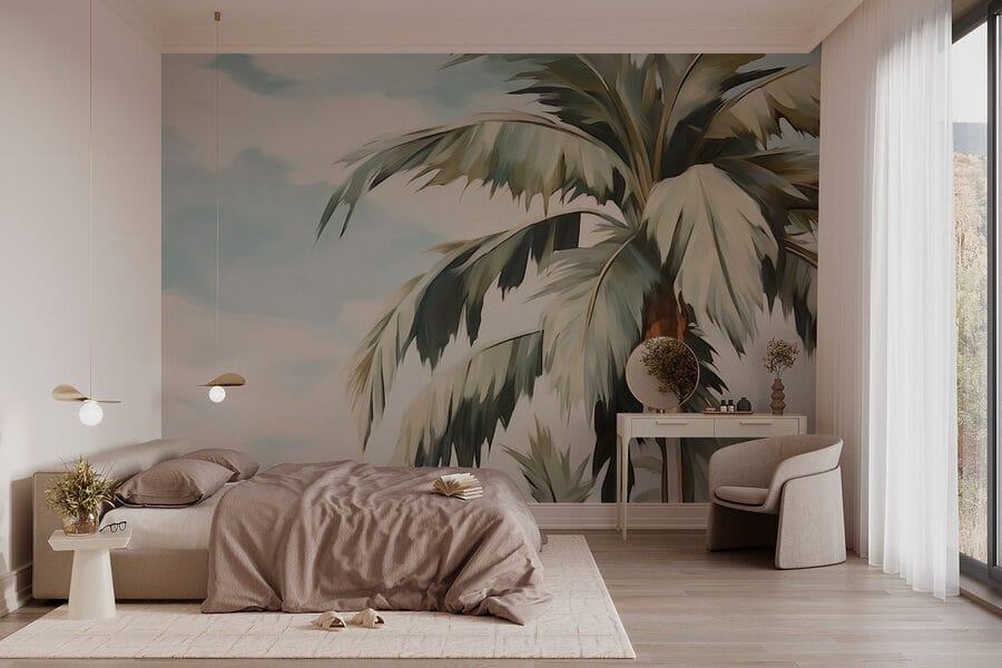 Palmboom met een vrucht erop
