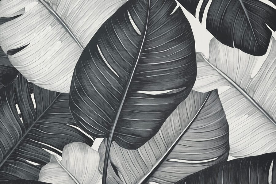 Bladeren met textuur in monochrome tinten.