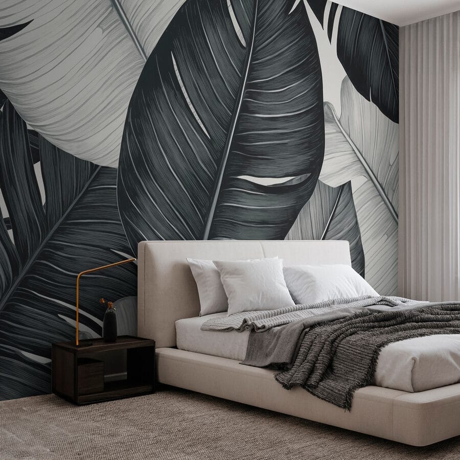 Bladeren met textuur in monochrome tinten.