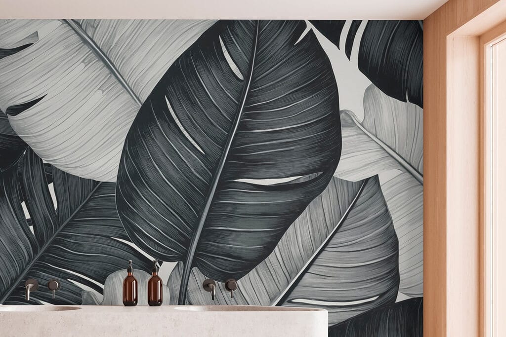 Textured leaves in monochrome hues Textured leaves in monochrome hues