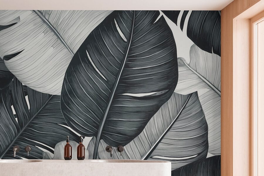 Bladeren met textuur in monochrome tinten.