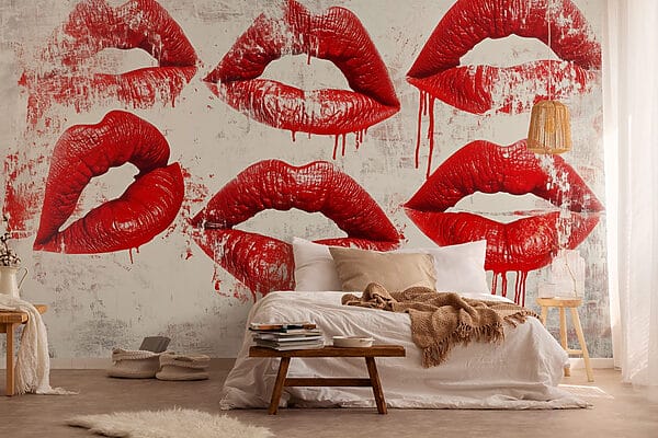Groep rode lippen met druipend bloed Groep rode lippen met druipend bloed