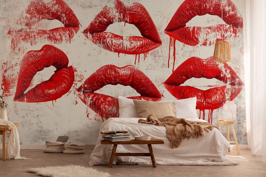 Groep rode lippen met druipend bloed Groep rode lippen met druipend bloed