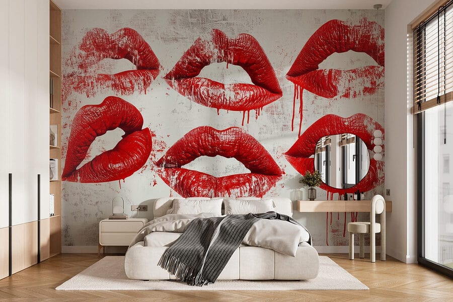Groep rode lippen met druipend bloed Groep rode lippen met druipend bloed