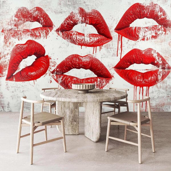 Groep rode lippen met druipend bloed Groep rode lippen met druipend bloed