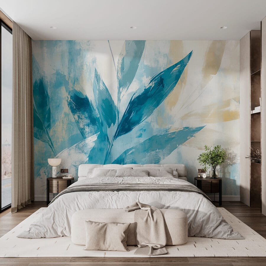 Schilderij van bladeren op een witte achtergrond Schilderij van bladeren op een witte achtergrond