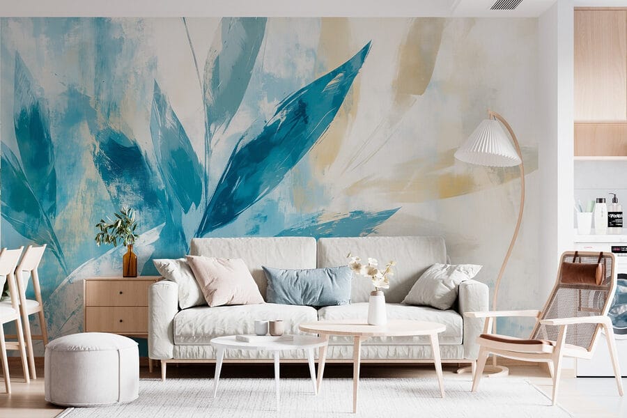 Schilderij van bladeren op een witte achtergrond Schilderij van bladeren op een witte achtergrond