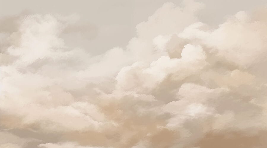 Bewolkte lucht met een persoon op de achtergrond