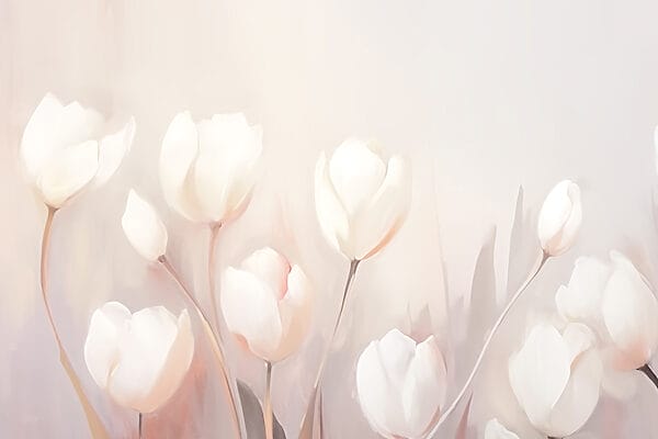 Schilderij van witte bloemen Schilderij van witte bloemen