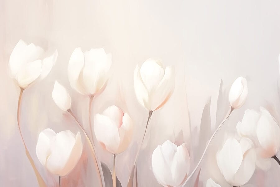Schilderij van witte bloemen