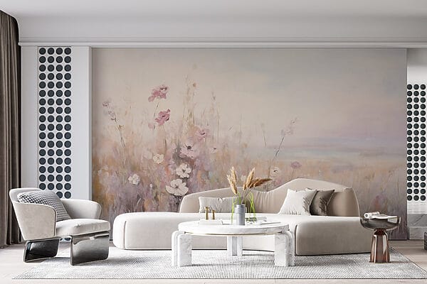 Schilderij van bloemen in een veld Schilderij van bloemen in een veld